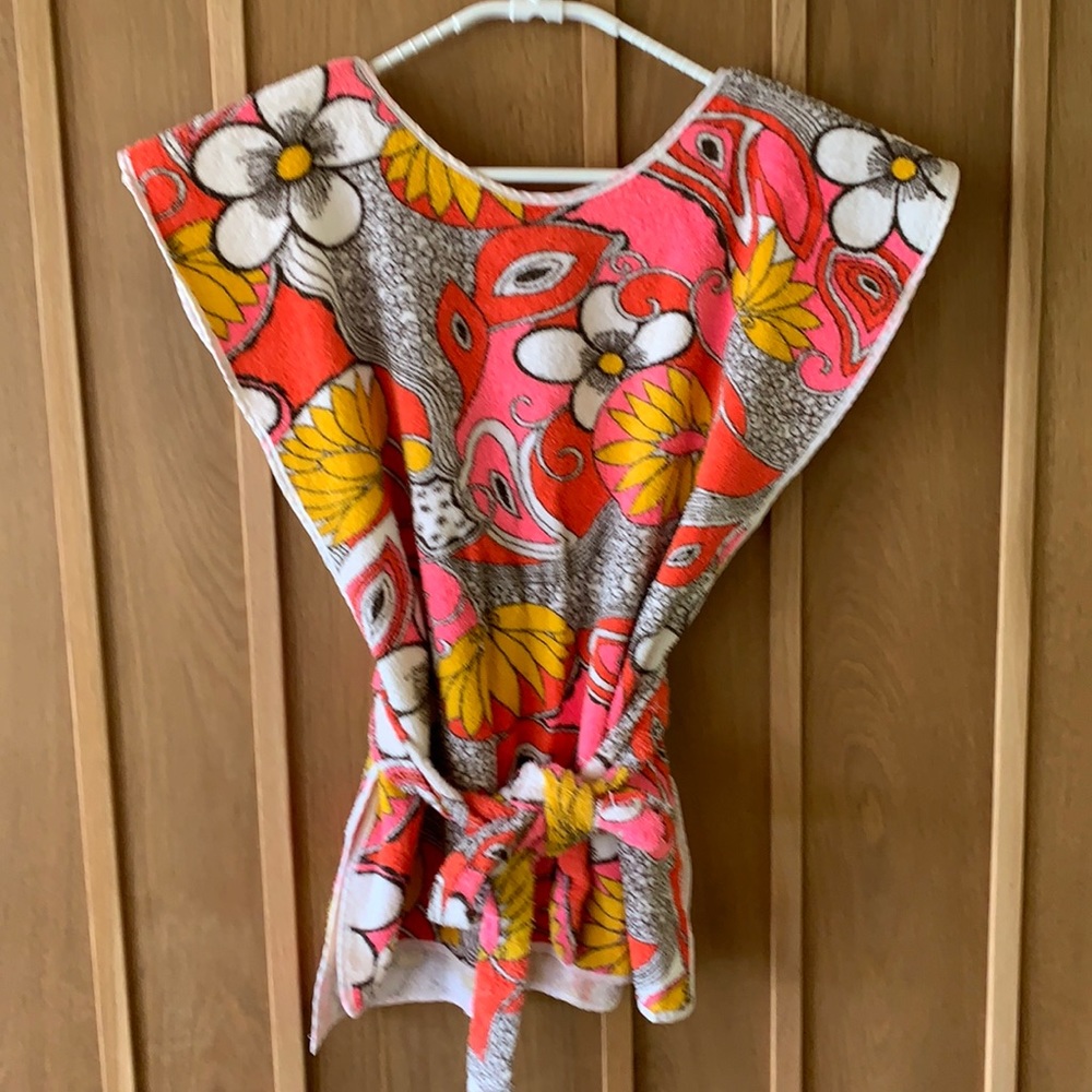 Pucci esque colorful poolside beach coverup.